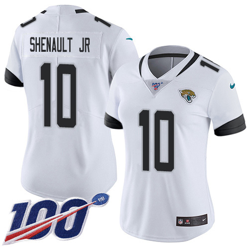 Nike Jacksonville Jaguars 10 Laviska Shenault Jr. White Women Stitched NFL 100th Season Vapor Untouchable Limited Jersey